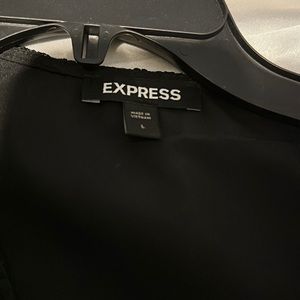 Beautiful lace overlay Express v-neck dress! Lace bell sleeves and satin tie.